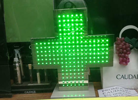 cruz led verde para estantería